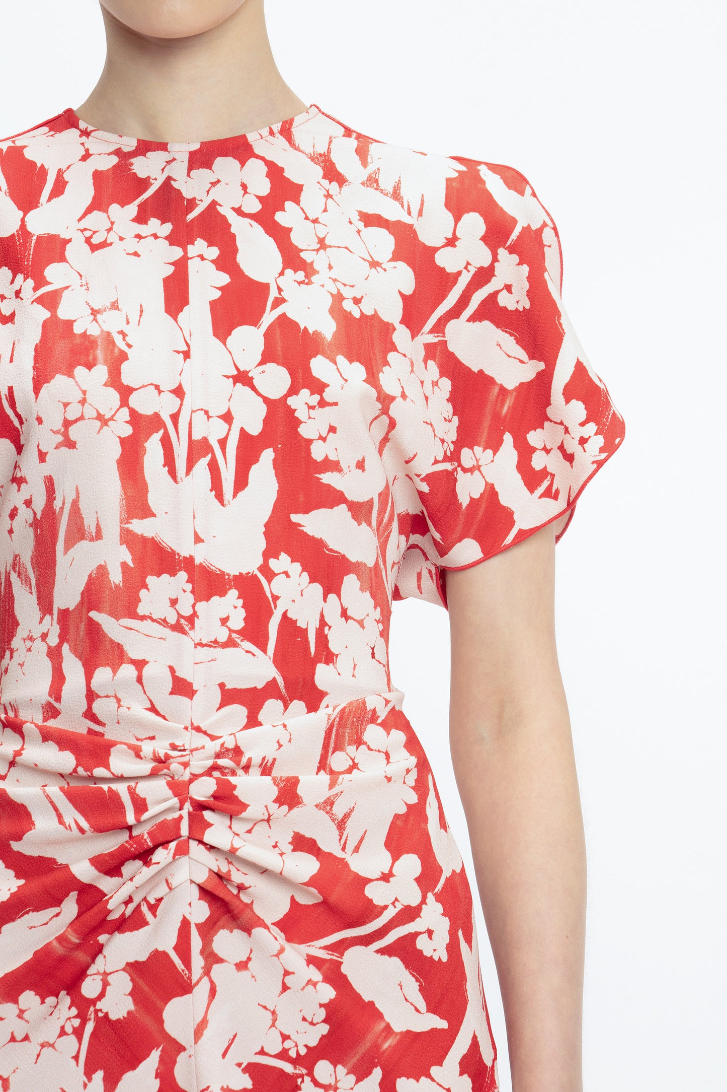 Gathered Waist Midi Dress In Chilli-Blush