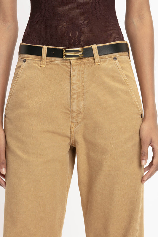 ハイライズ★クレープ★ワイドパンツ★ VICTORIA BECKHAM Twisted Slouch Jean In Beige | Designer Jeans | Victoria