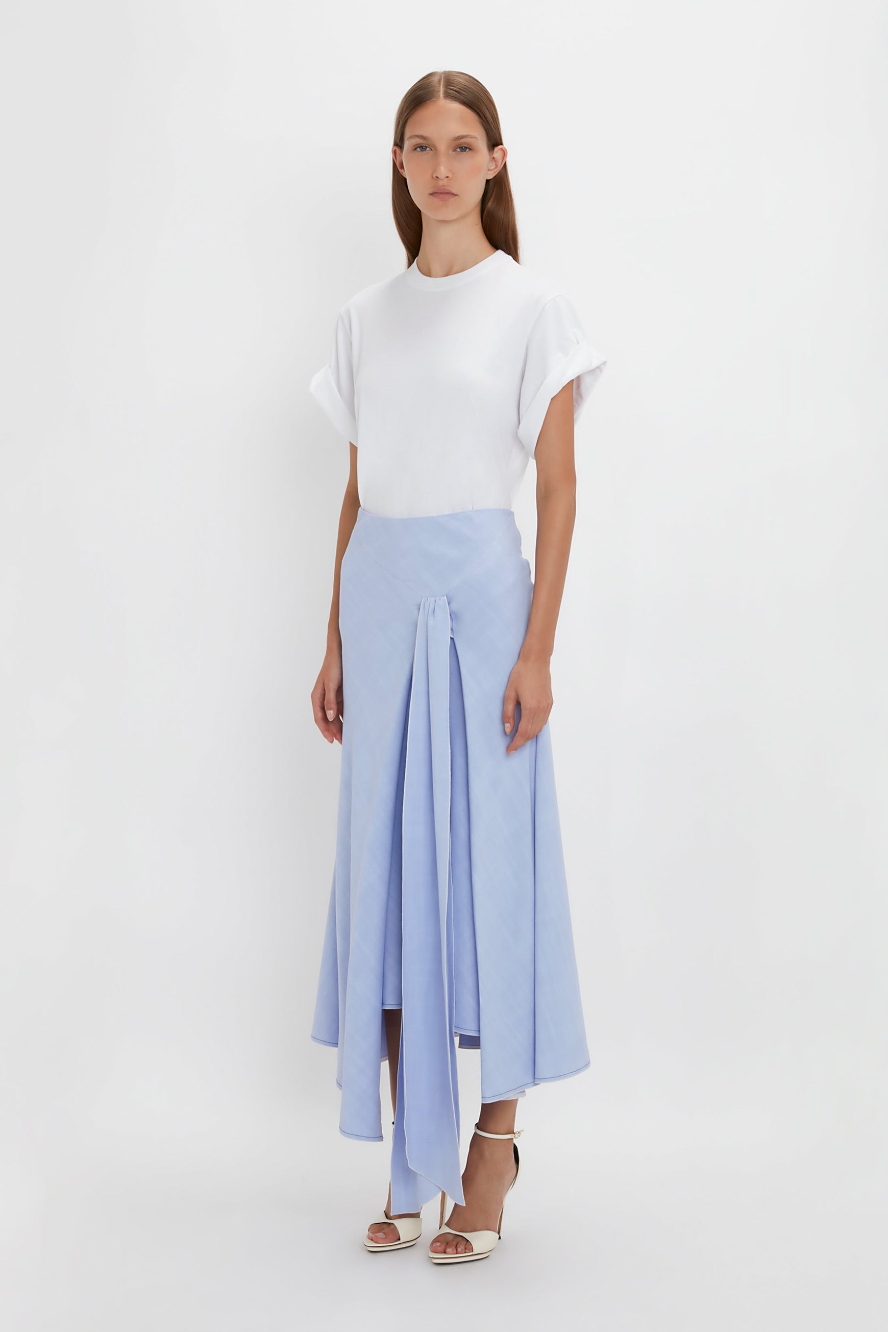Asymmetric Tie Detail Skirt In Frost – Victoria Beckham US