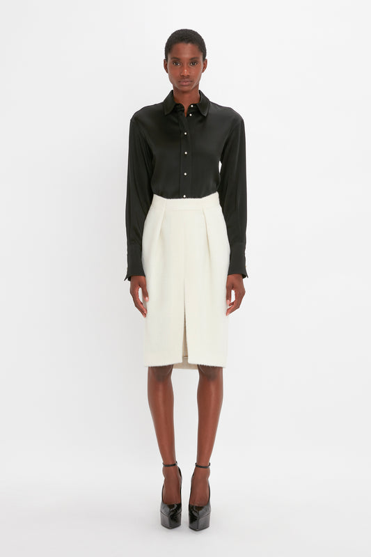 Tailored Midi Skirt In Ivory