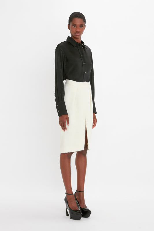 Tailored Midi Skirt In Ivory