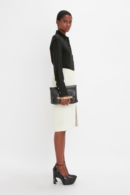 Tailored Midi Skirt In Ivory
