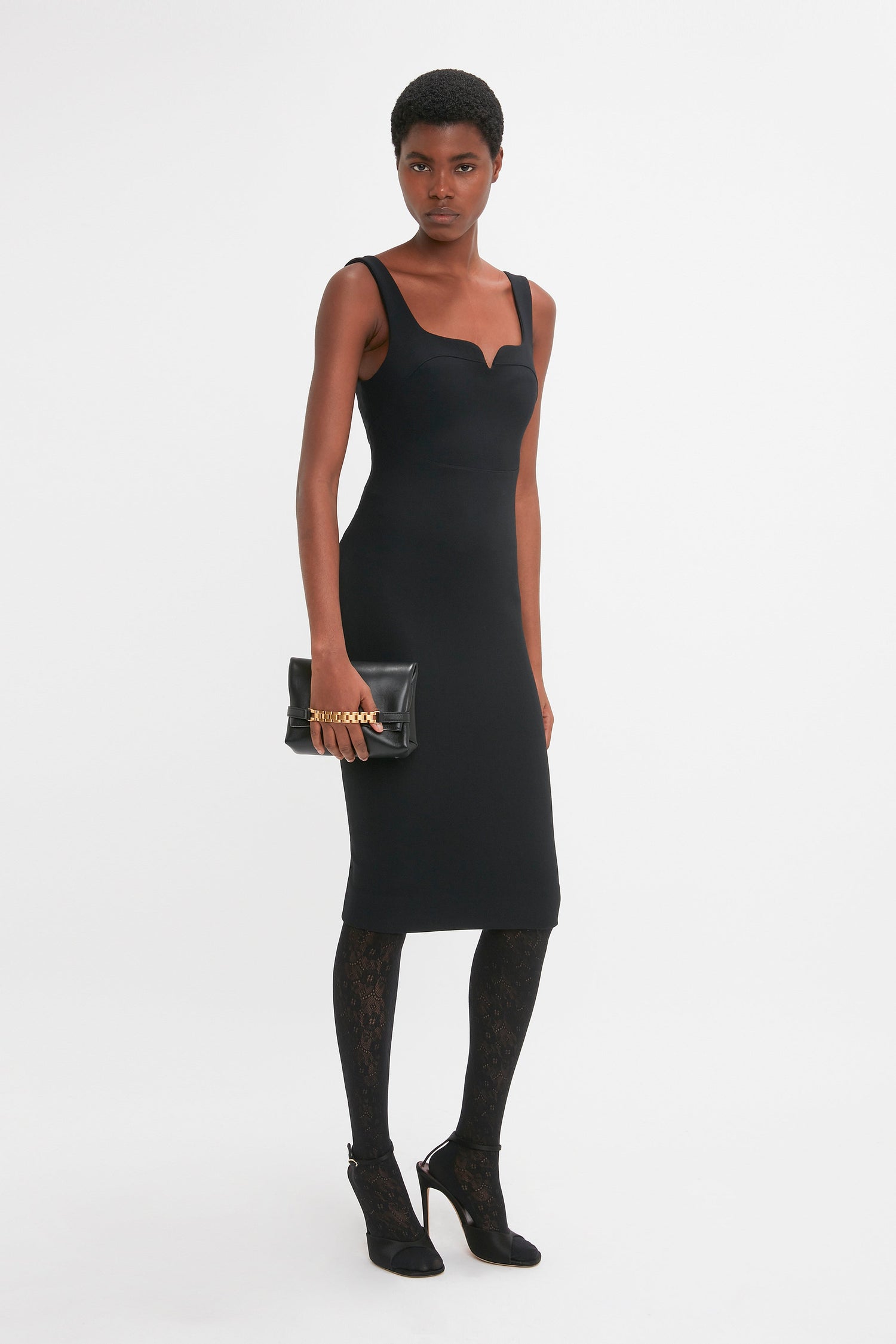 Sleeveless Fitted T Shirt Dress In Black Victoria Beckham Inc