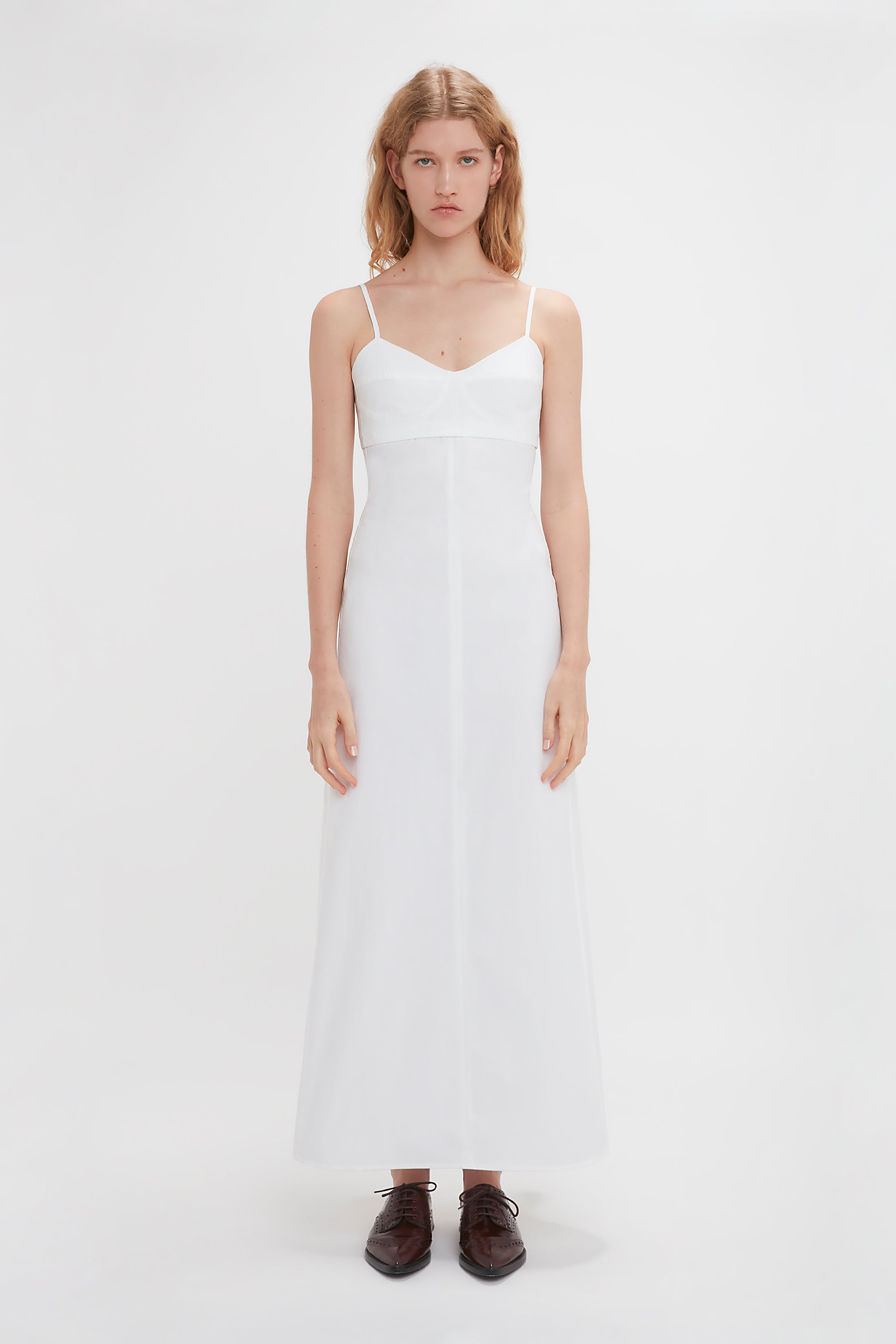 Cami Fit And Flare Midi In White – Victoria Beckham US