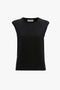 A Victoria Beckham Sleeveless T-Shirt in Black with a round neckline on a white background.