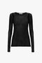 Crew Neck Long Sleeve Top In Black with a crew neck, displayed on a white background, by Victoria Beckham.