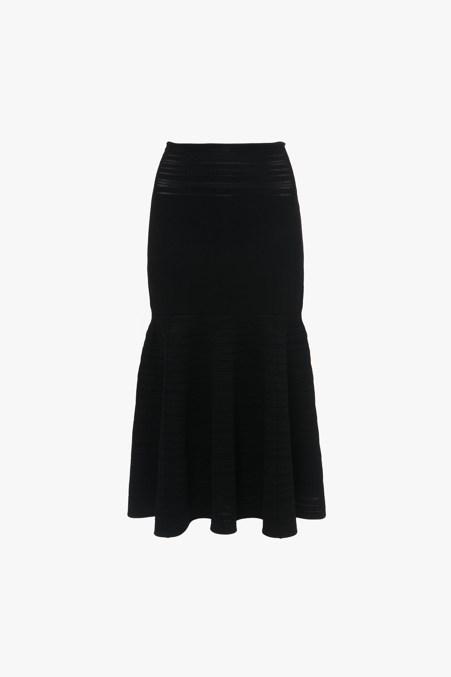 Black fit and flare midi skirt sale