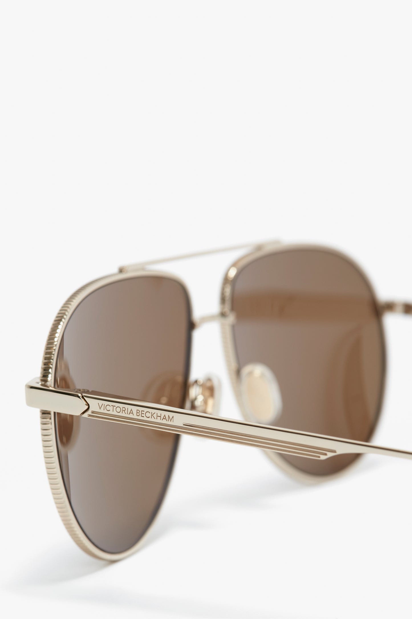 V Metal Pilot Sunglasses In Gold-Khaki