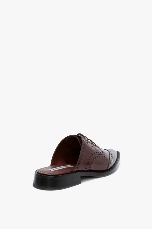Flat Lace Up Mules In Bordeaux Leather