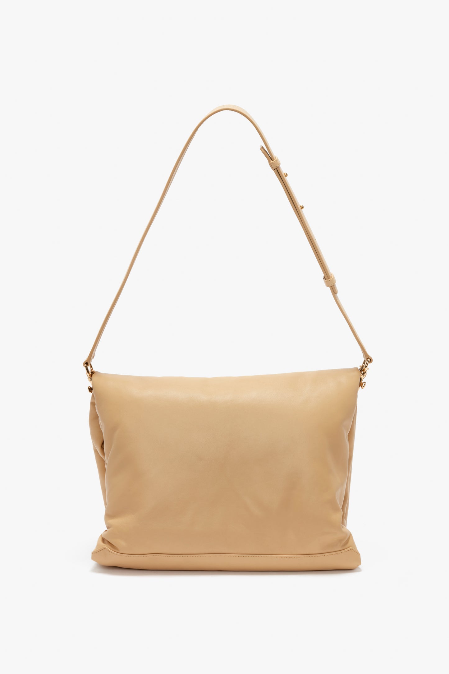 Puffy Jumbo Chain Pouch Bag In Sesame Leather