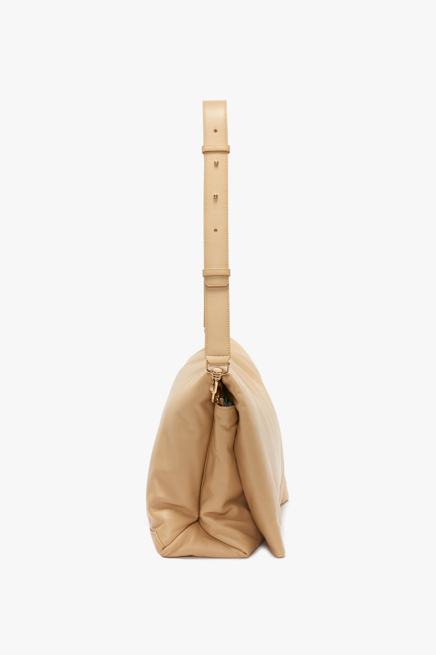 Puffy Jumbo Chain Pouch Bag In Sesame Leather