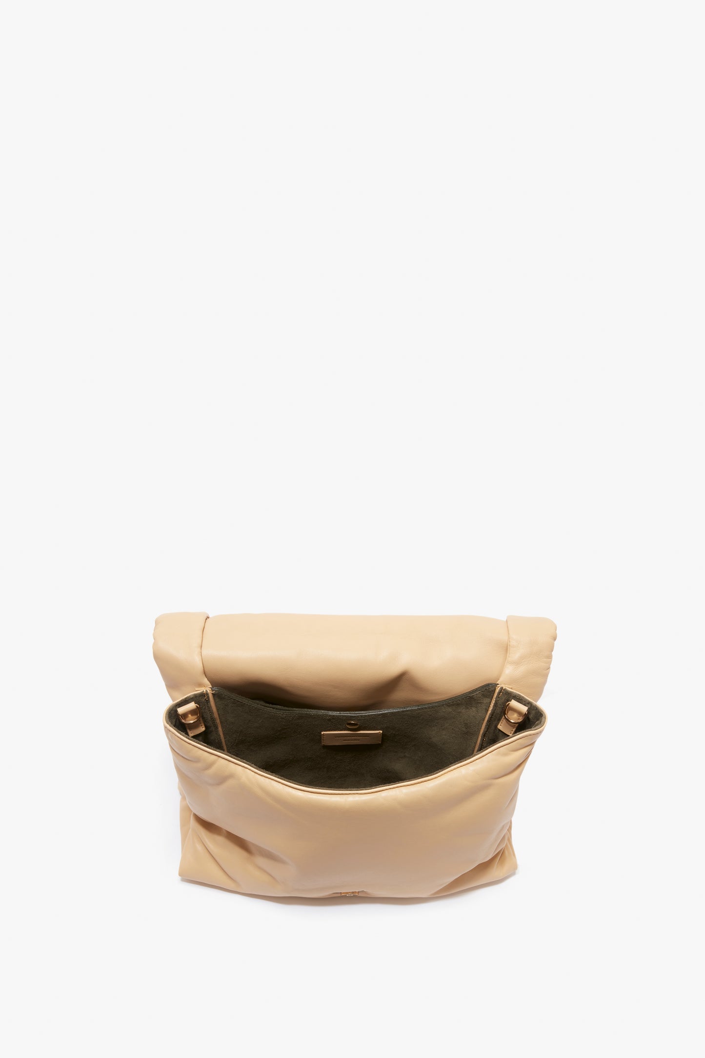 Puffy Jumbo Chain Pouch Bag In Sesame Leather
