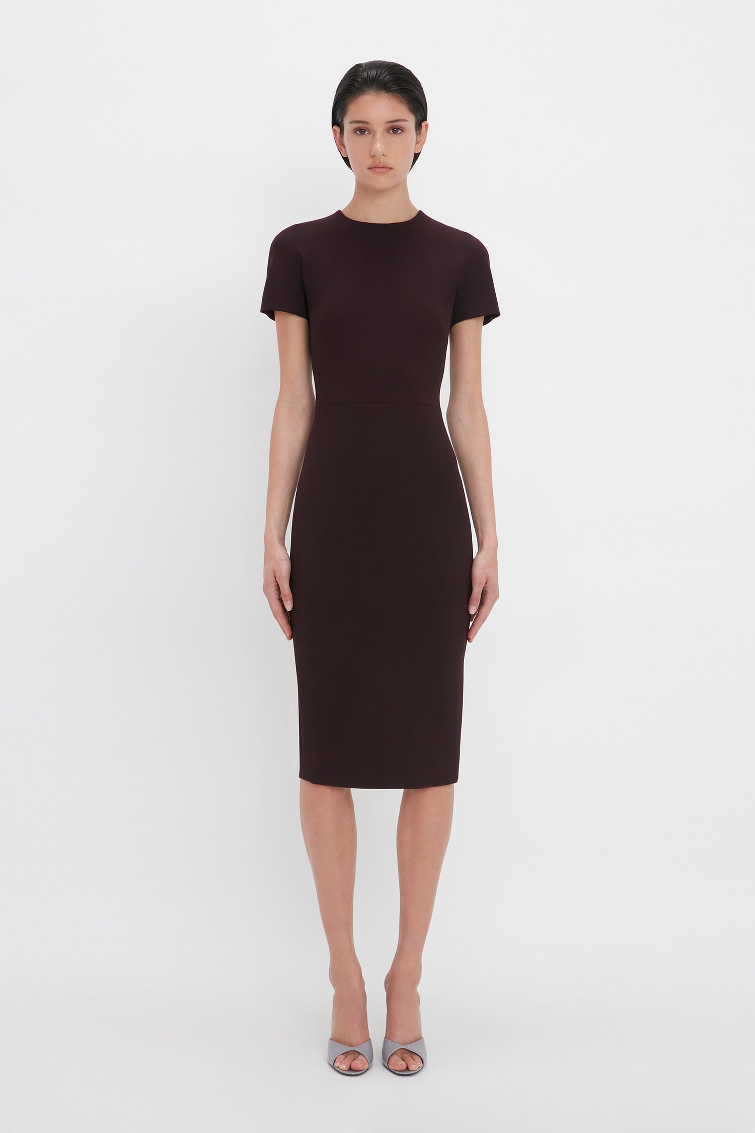 Fitted T-Shirt Dress In Deep Mahogany – Victoria Beckham Inc