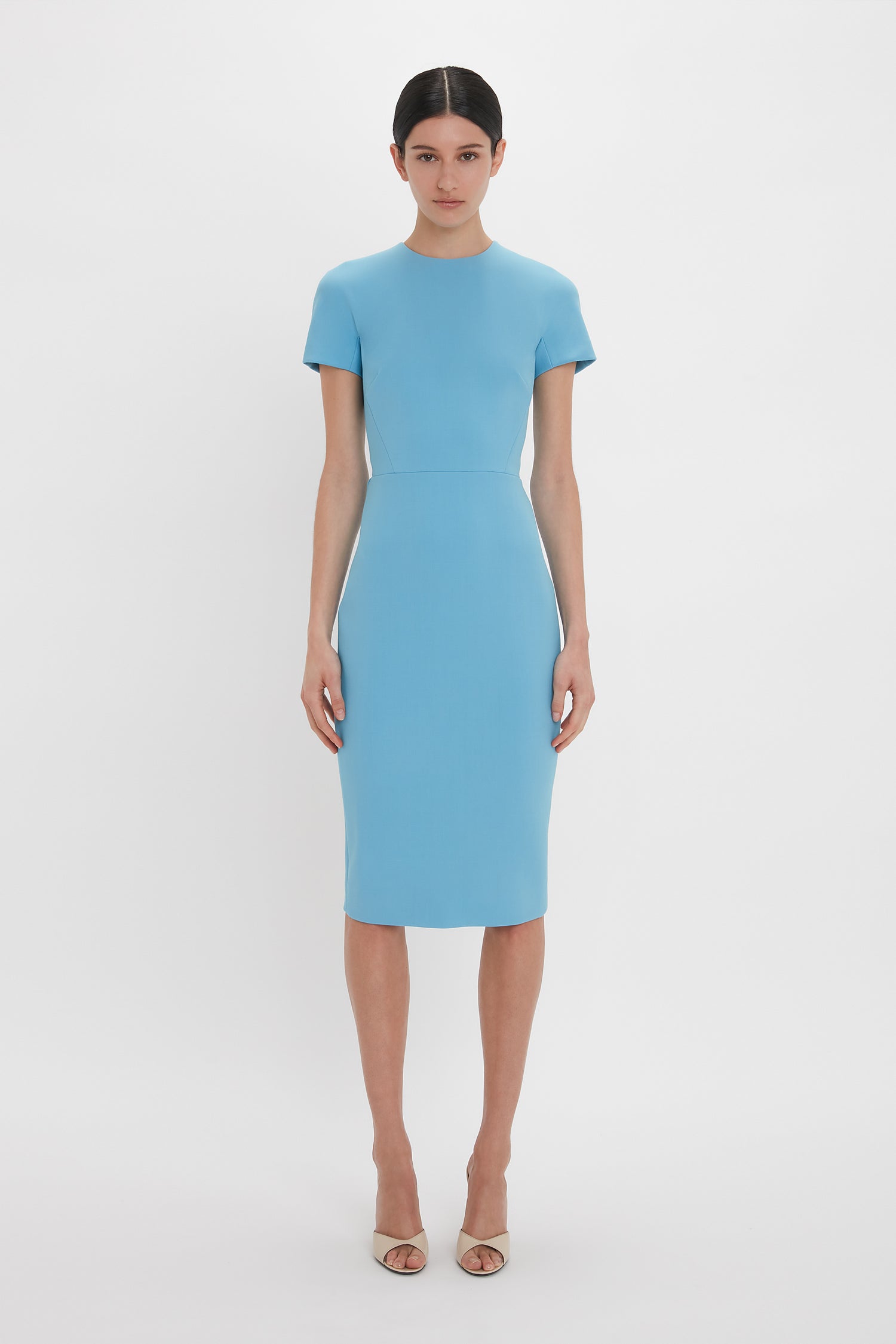 Exclusive Fitted T-Shirt Dress In Periwinkle Blue – Victoria Beckham US