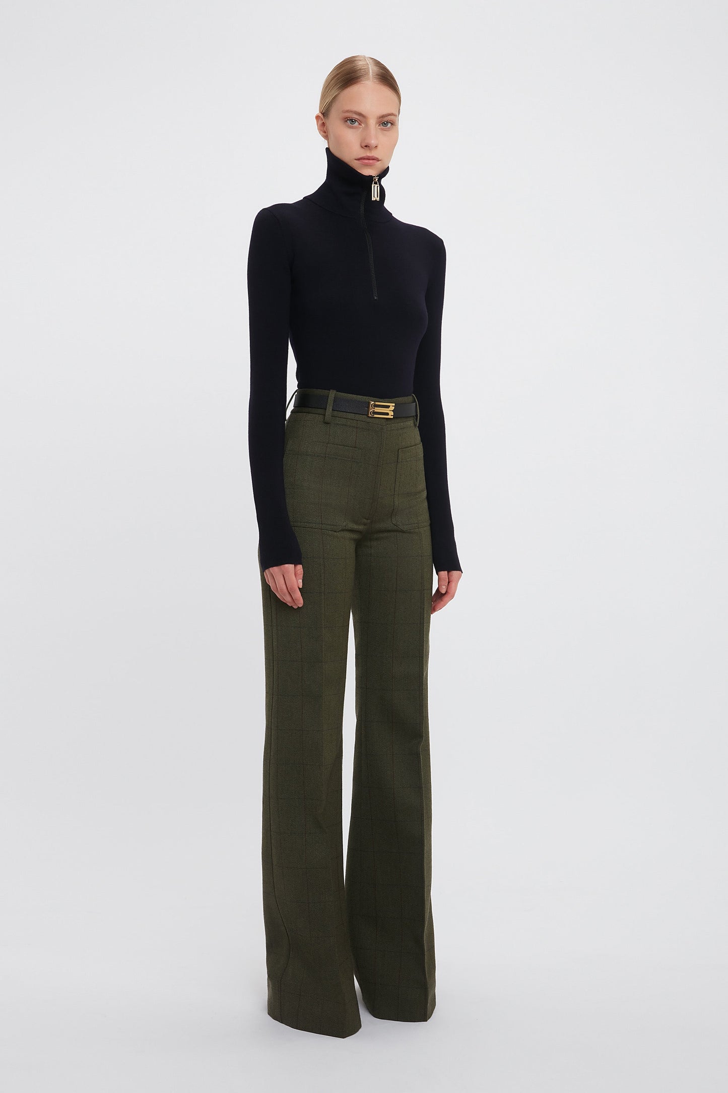 Exclusive Alina Tailored Trouser In Dark Fern Check