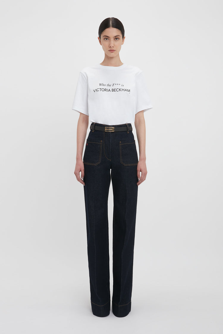 'Who The F*** Is Victoria Beckham' Slogan T-Shirt In White