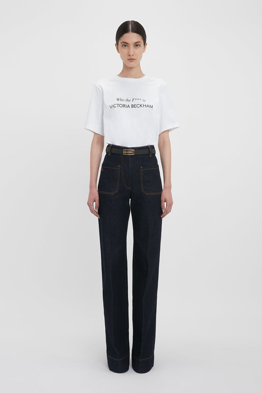 'Who The F*** Is Victoria Beckham' Slogan T-Shirt In White