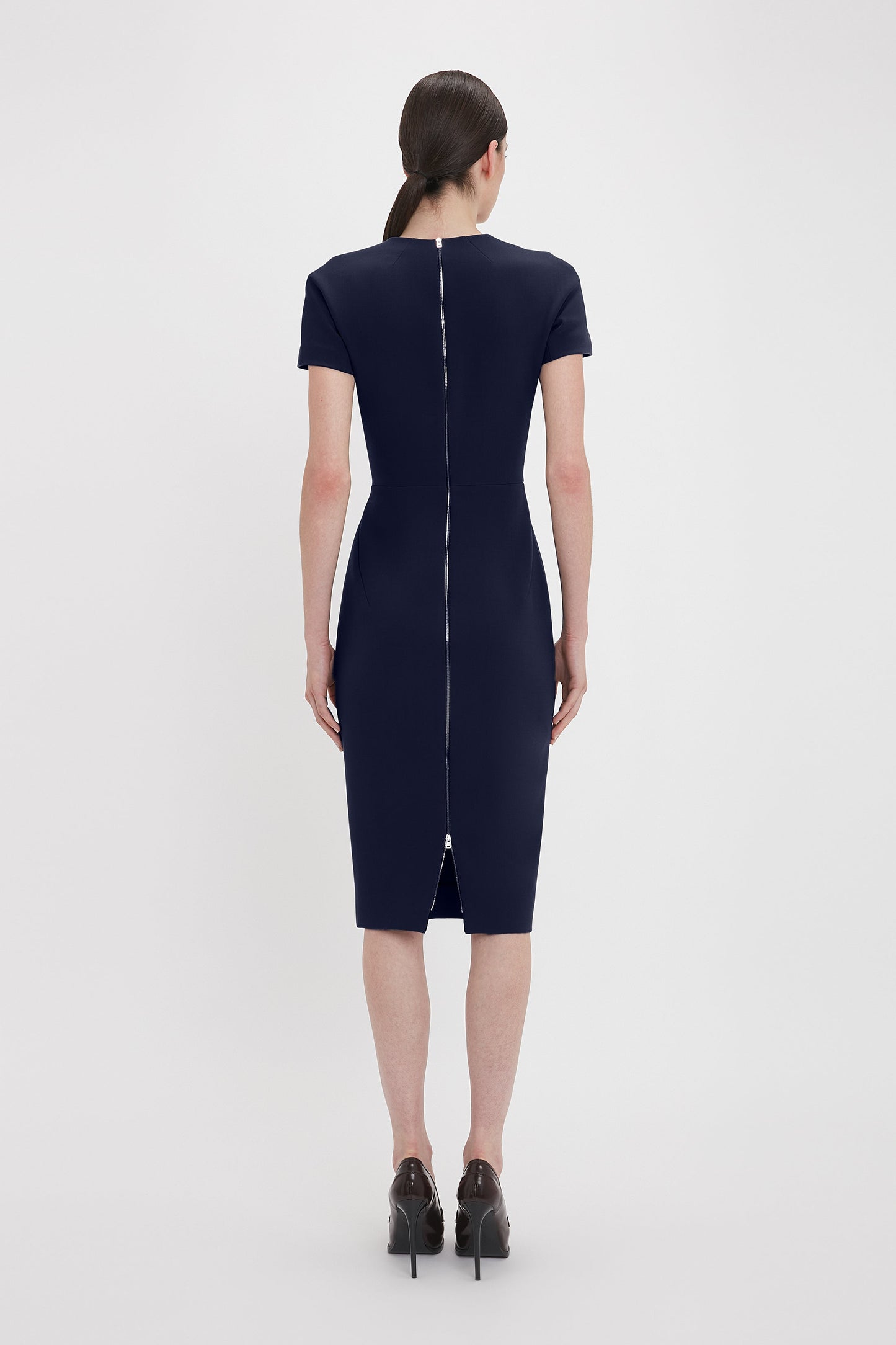 Victoria Beckham Exclusive Fitted T Shirt Dress in Ink Blue Size 12 UK