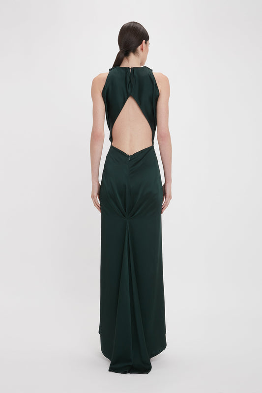 V-Neck Gathered Floor-Length In Seaweed