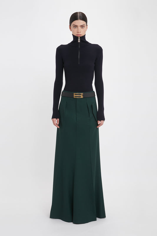 Long Asymmetric Tailored Skirt In Seaweed