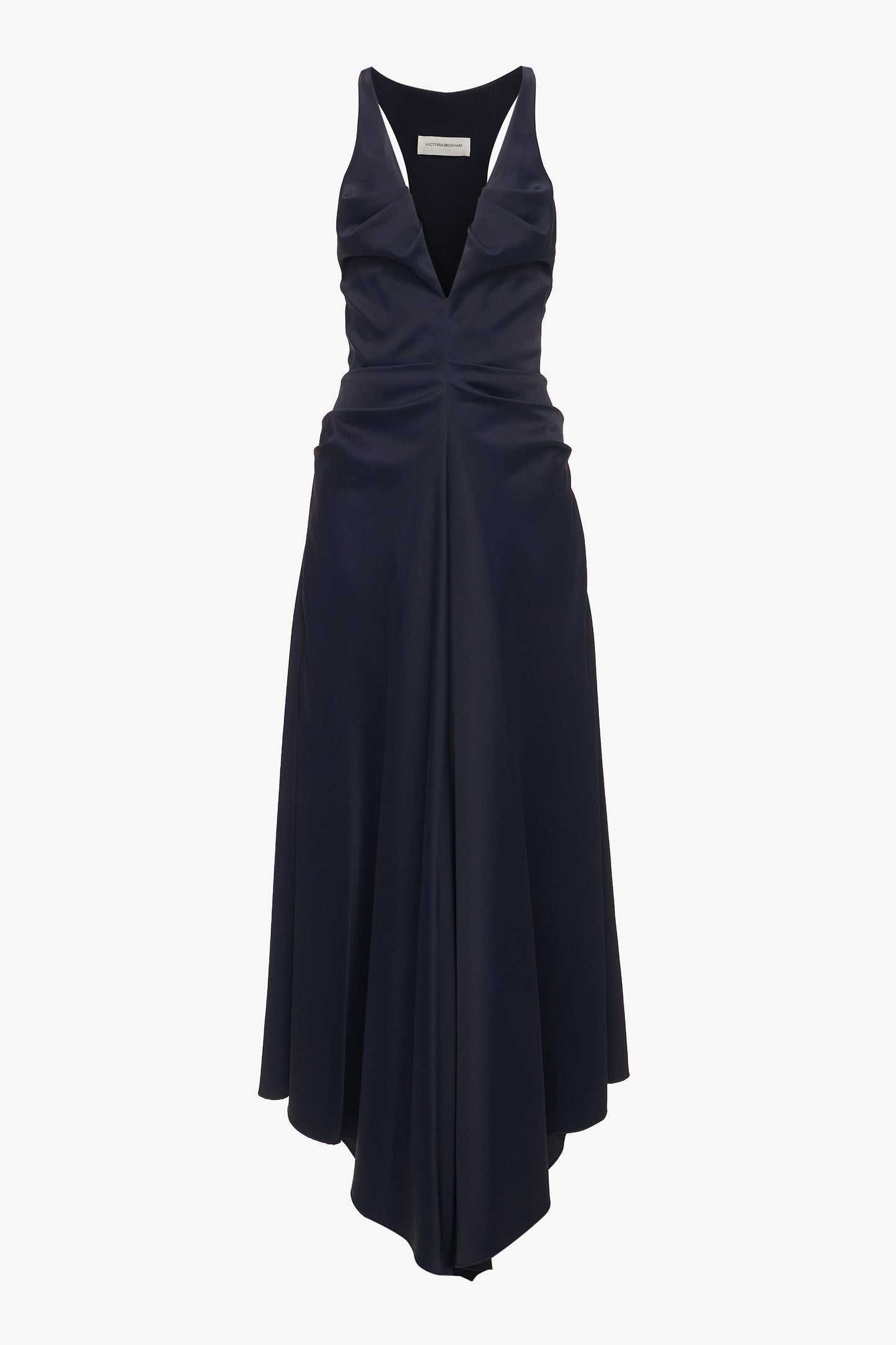 Gathered Racer Back Dress In Ink Blue