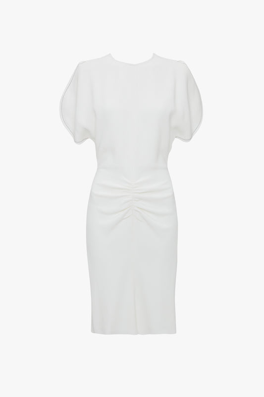Exclusive Gathered Waist Mini Dress In Ivory