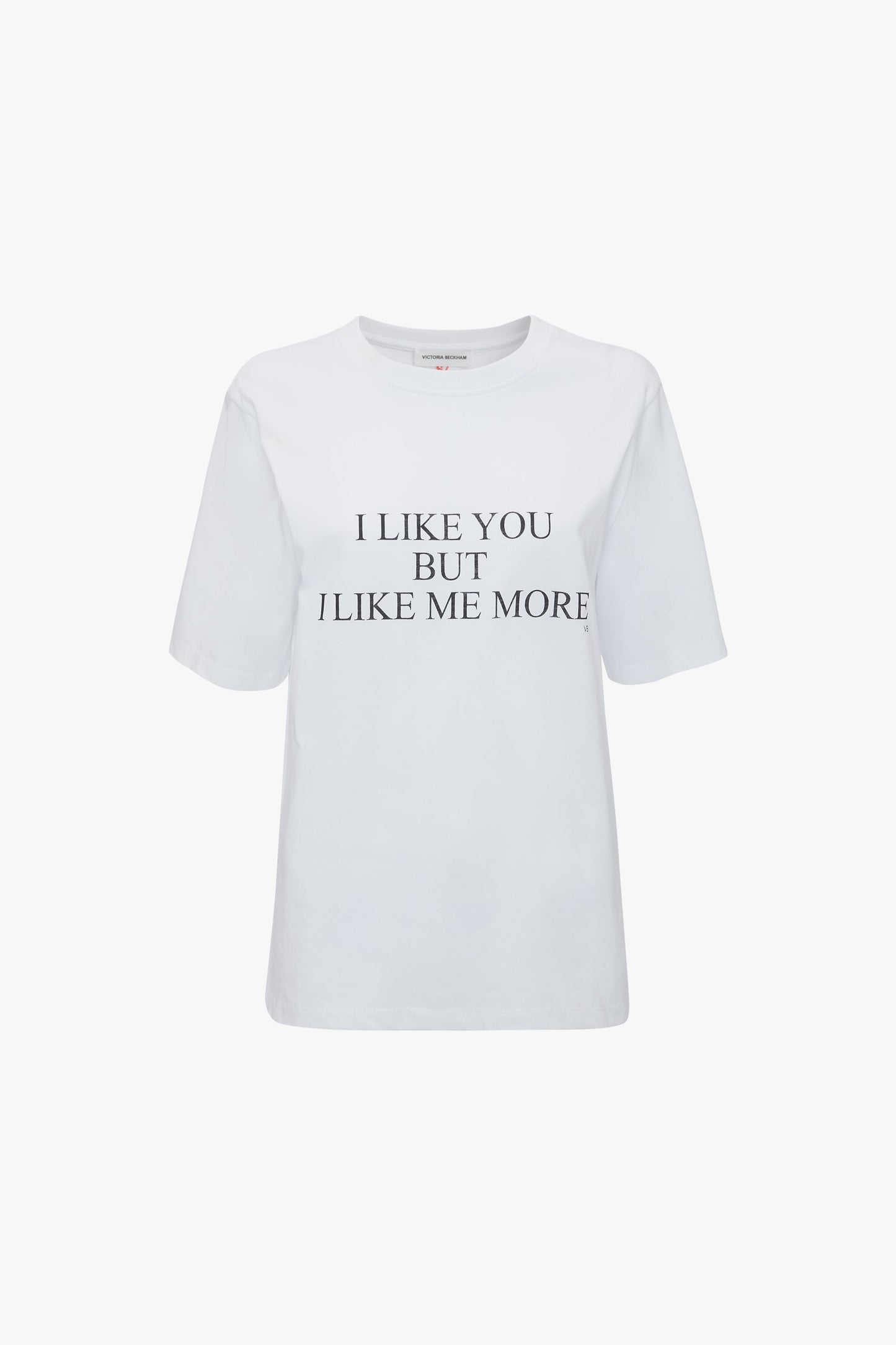 'I Like You But I Like Me More' Slogan T-Shirt In White