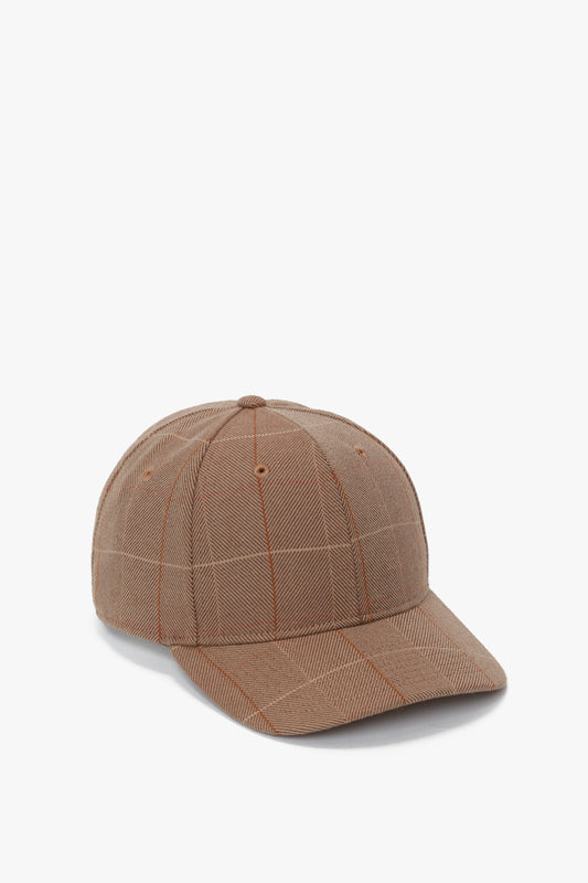 Exclusive Logo Cap In Camel-Multi Check