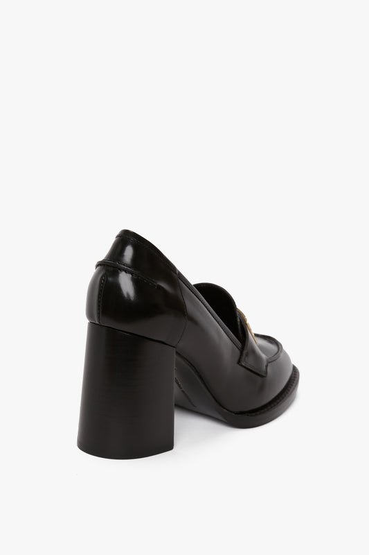 Chunky Heeled B Frame Loafer In Black Leather