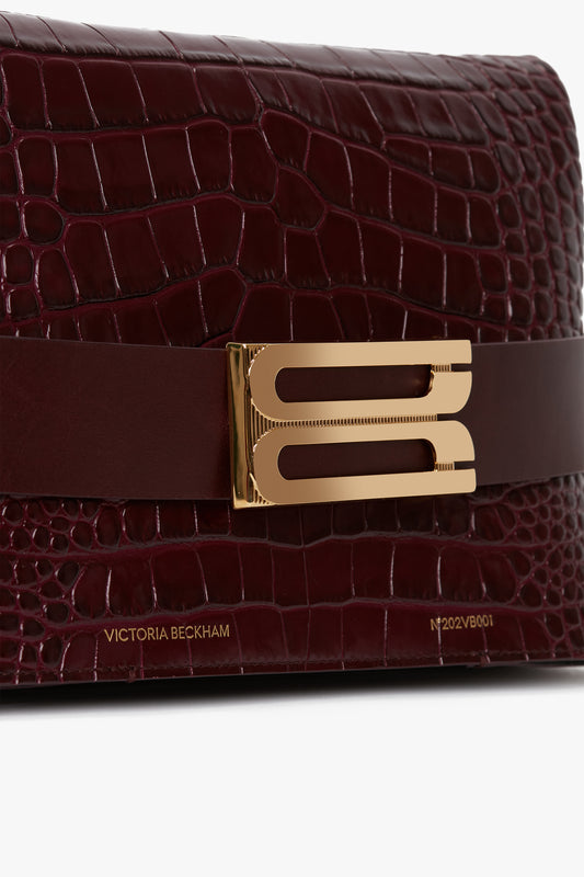 Exclusive B Pouch Bag In Croc Embossed Burgundy Leather