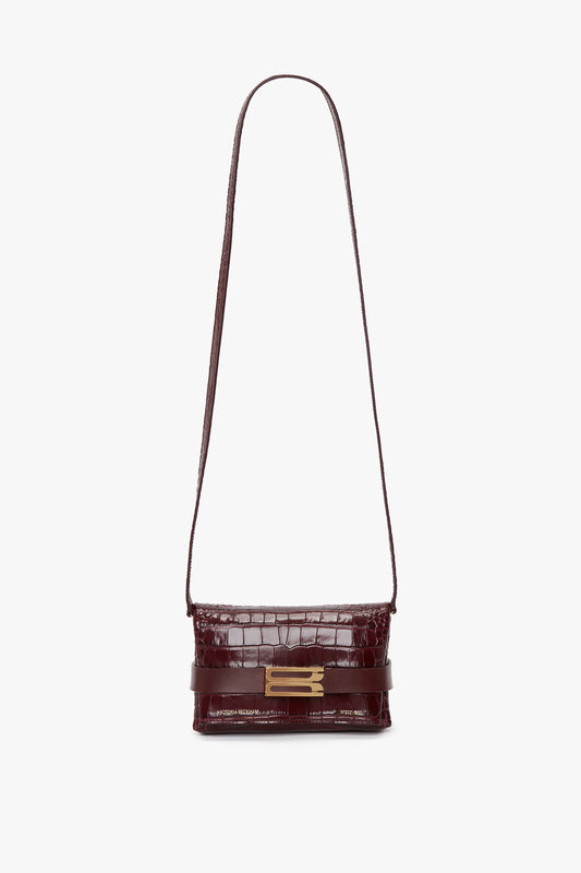 Exclusive Mini B Pouch Bag In Croc Embossed Burgundy Leather