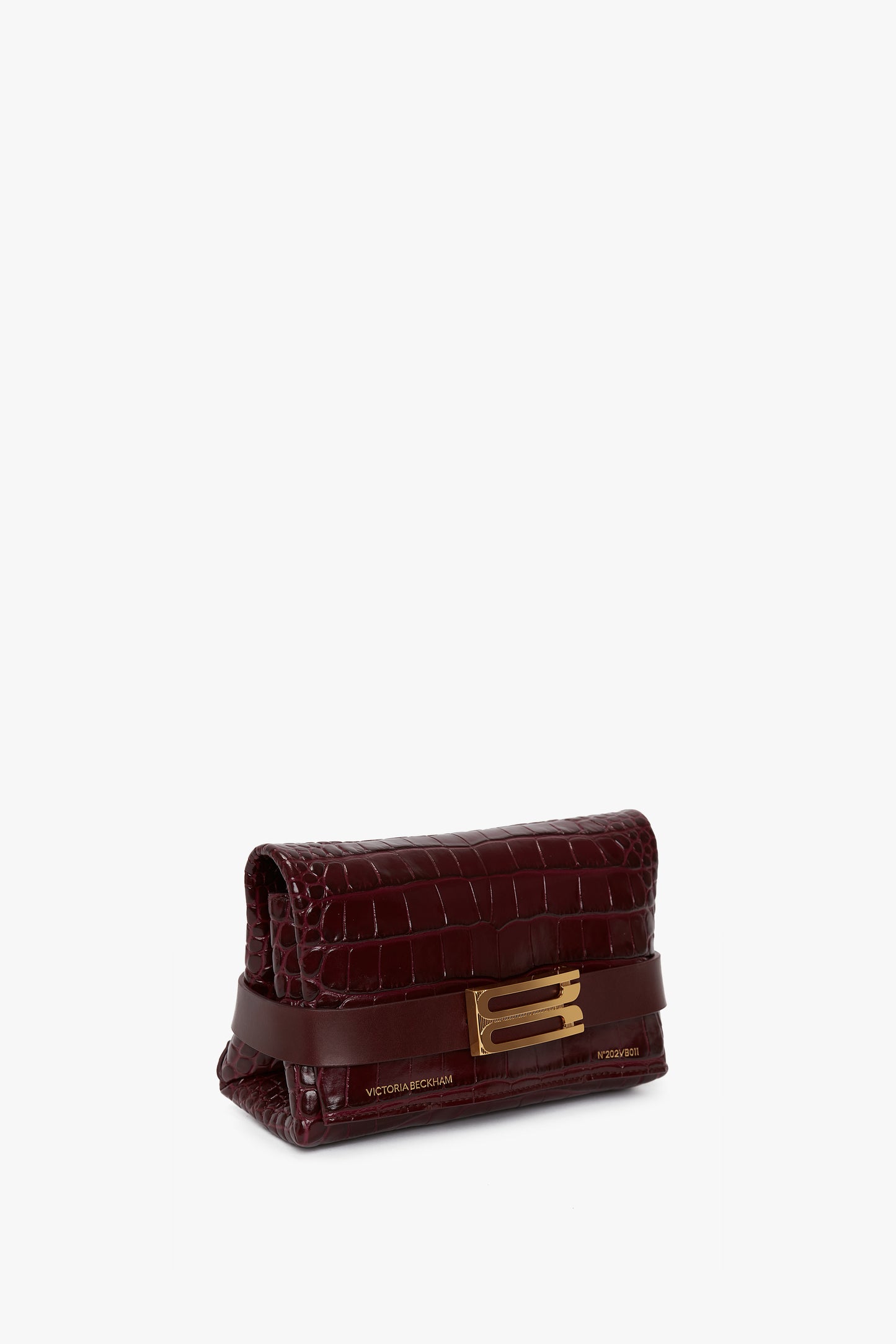 Exclusive Mini B Pouch Bag In Croc Embossed Burgundy Leather