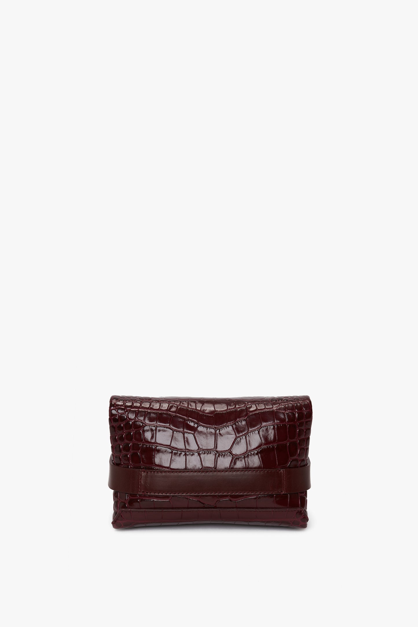 Exclusive Mini B Pouch Bag In Croc Embossed Burgundy Leather