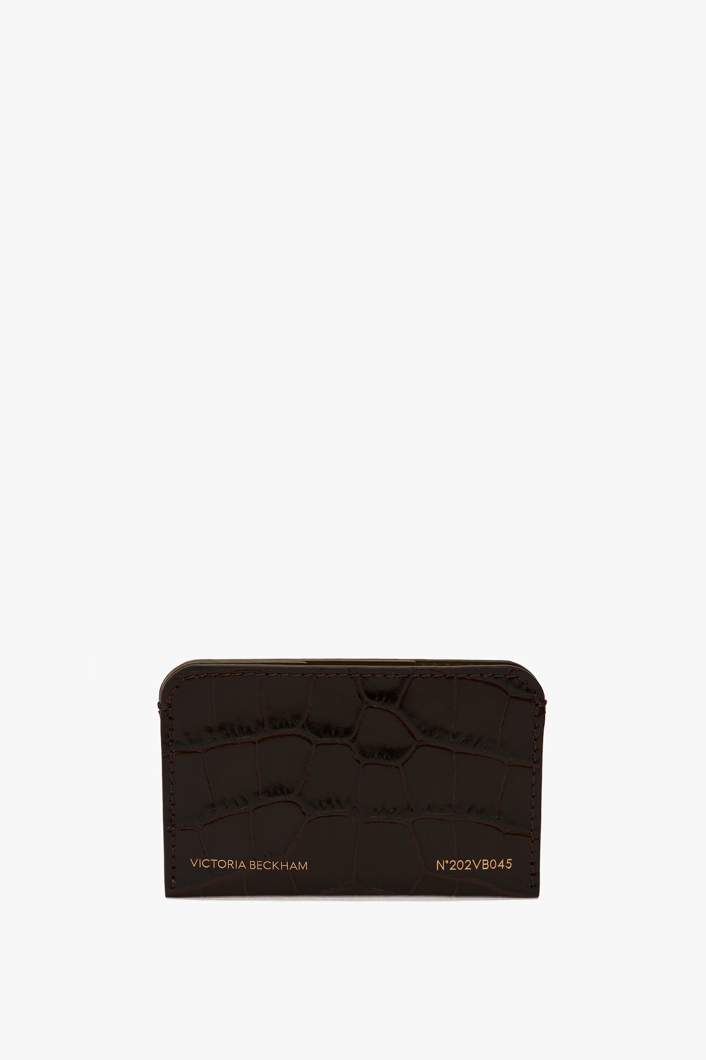 Envelope Card Holder In Espresso Croc Embossed Leather