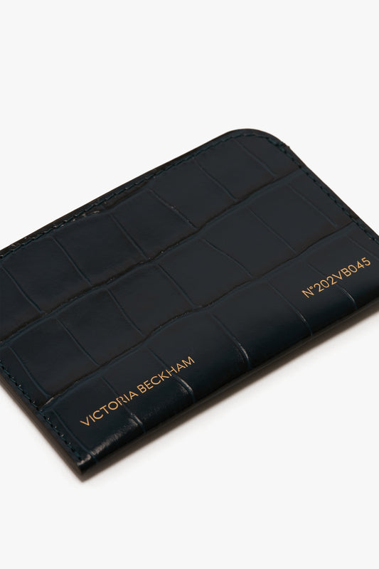 Exclusive Envelope Card Holder In Midnight Blue Croc Embossed Leather