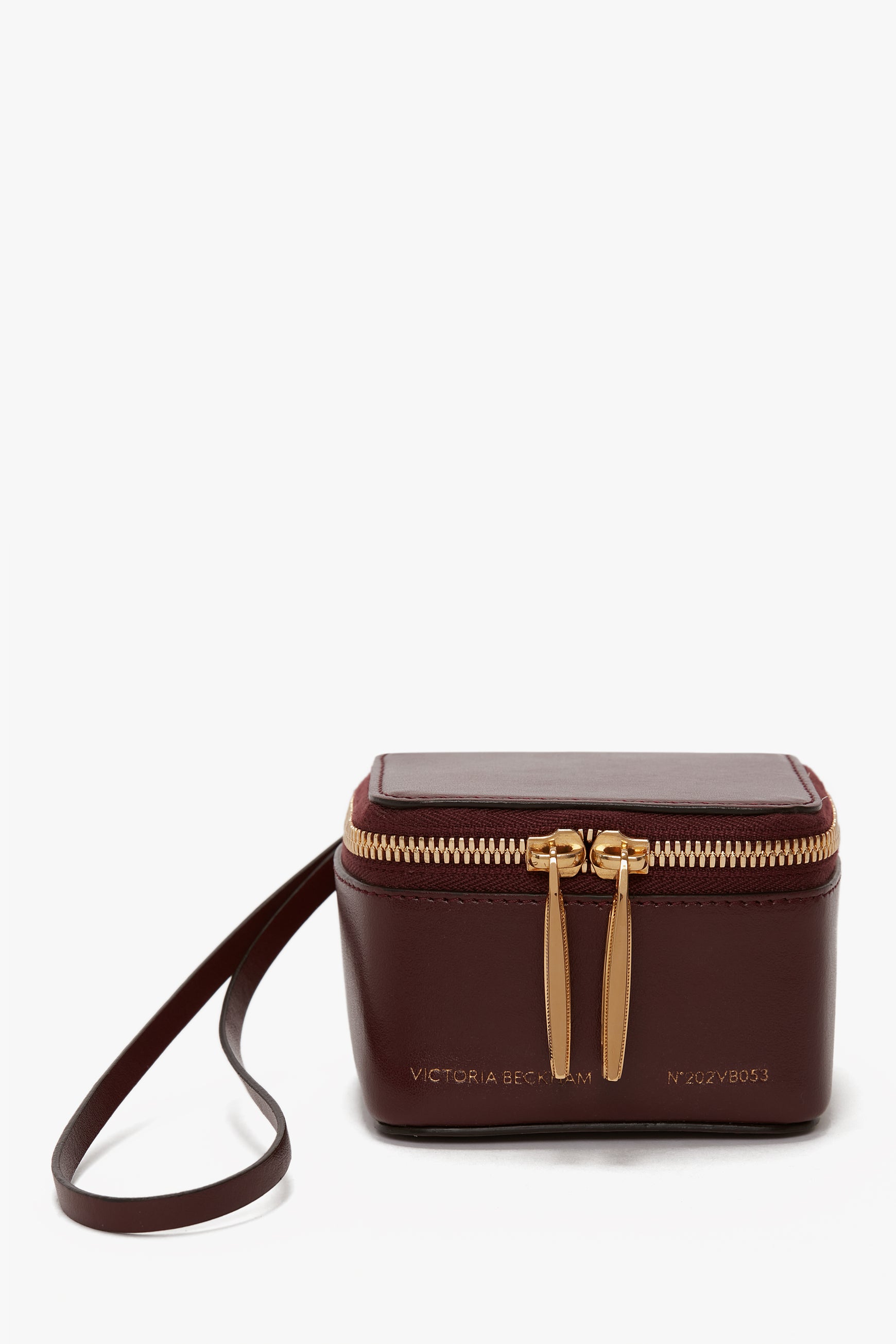 Micro Vanity Wristlet In Burgundy Leather