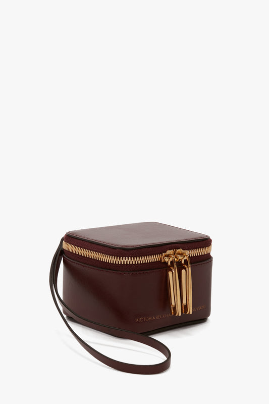 Micro Vanity Wristlet In Burgundy Leather