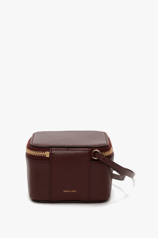 Micro Vanity Wristlet In Burgundy Leather