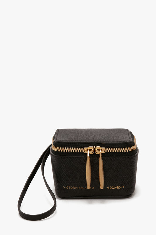 Micro Vanity Wristlet In Black Leather