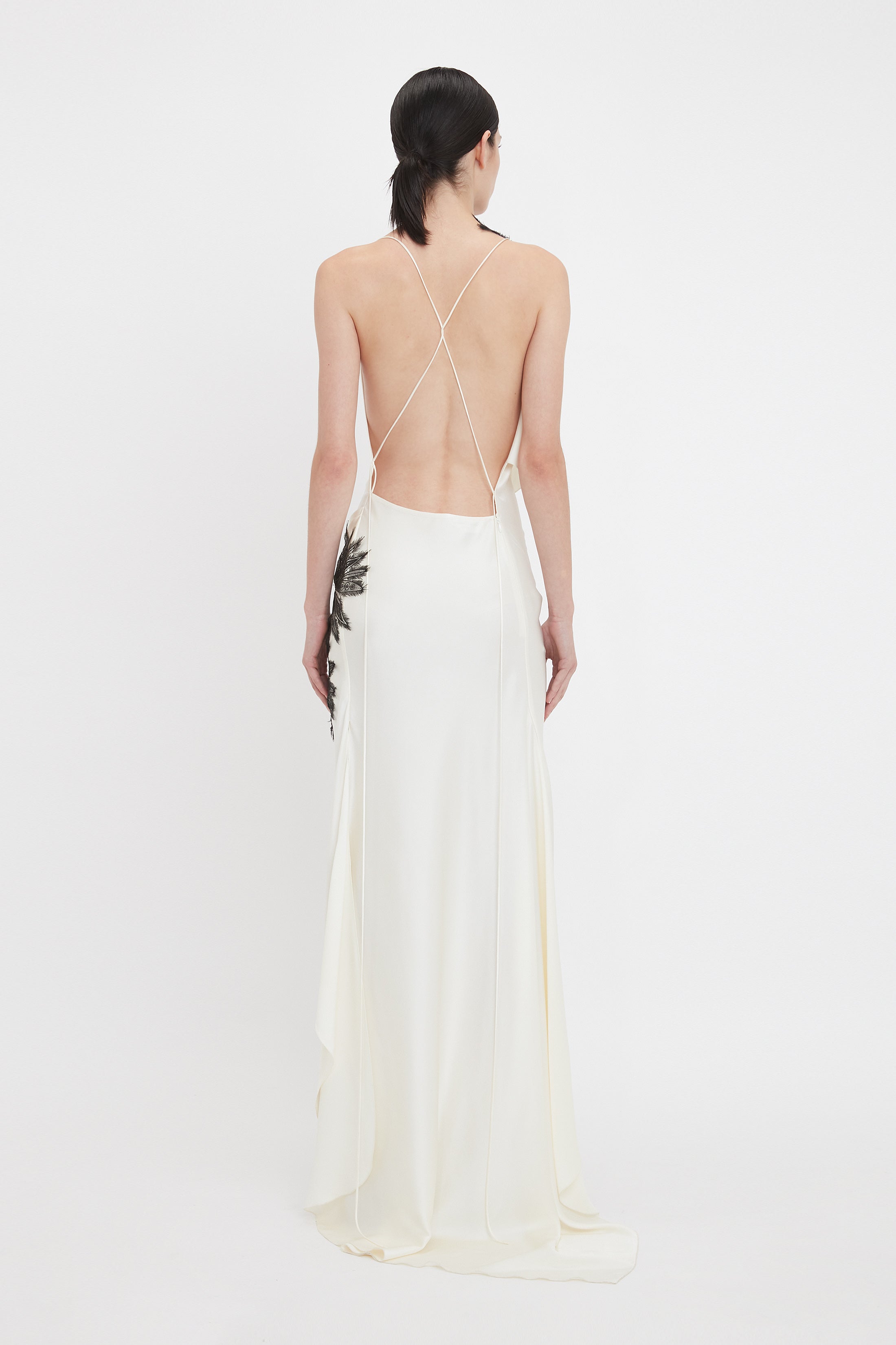 Asymmetric Draped Cami Gown In Ivory – Victoria Beckham Inc