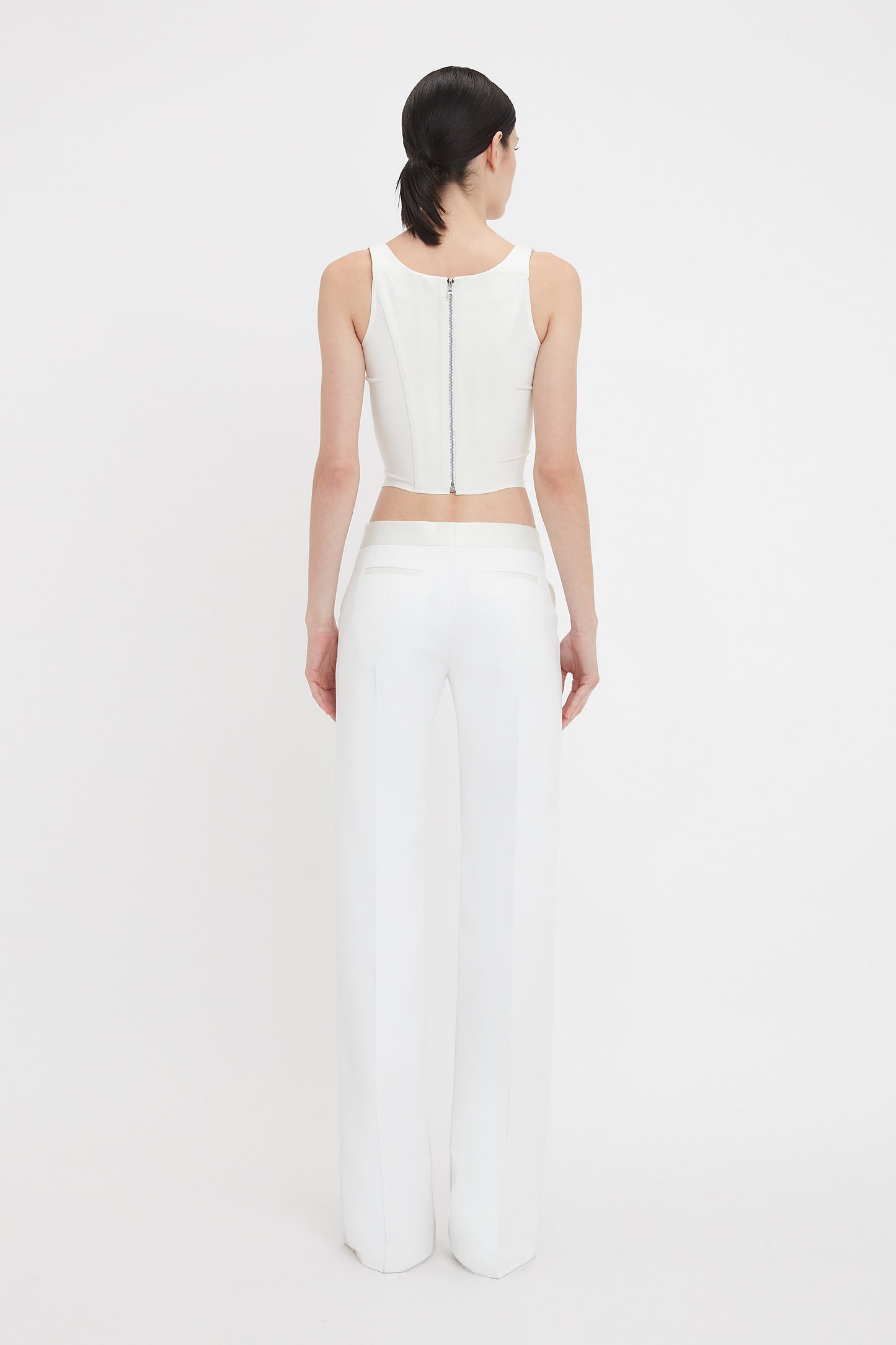 Side Panel Corset Top In Ivory