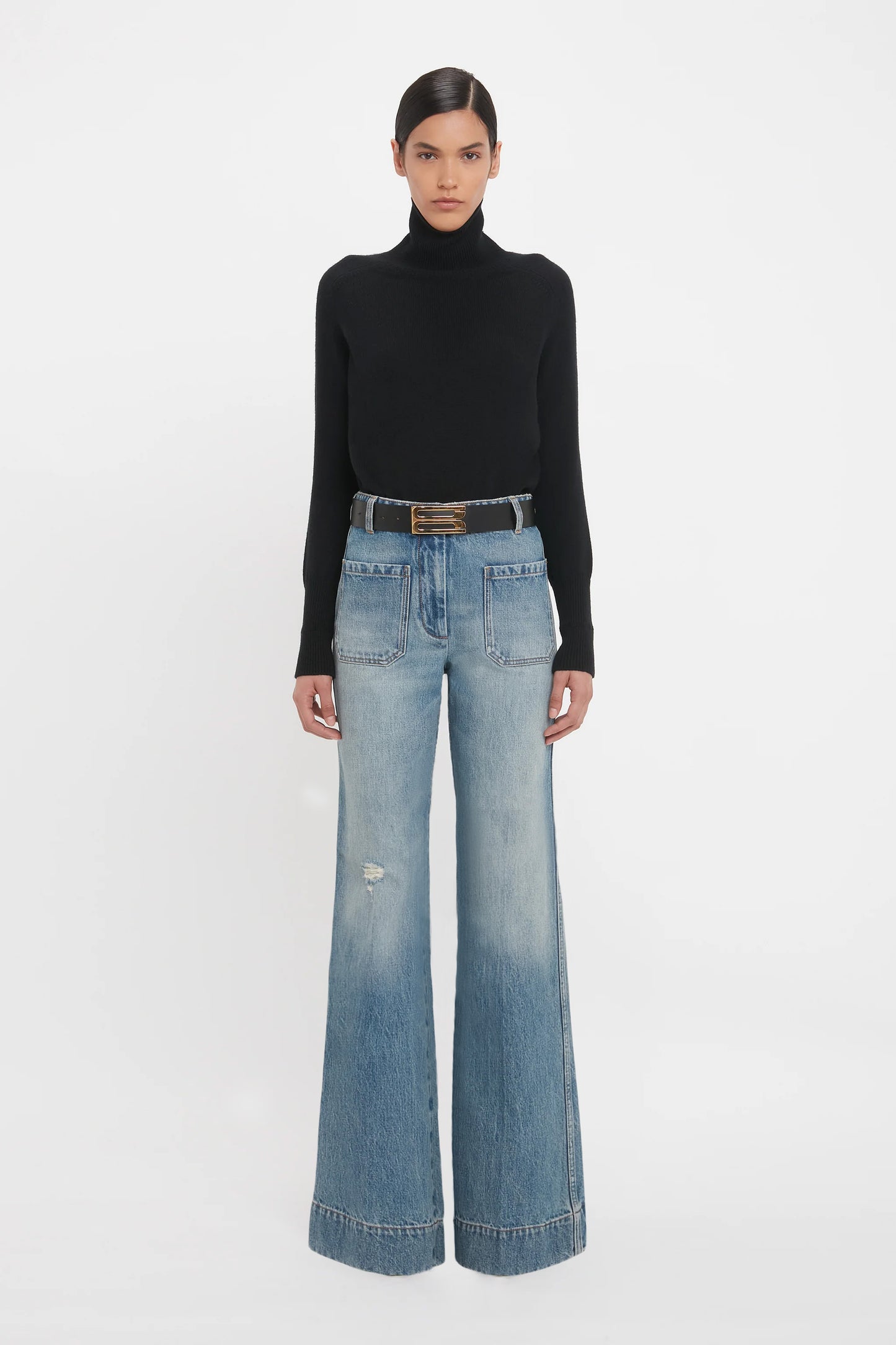 デニム・ジーパン Victoria Beckham 1424DJE005881A Jeans Alina High Waisted Jean In Indigo Rinse – Victoria Beckham Inc