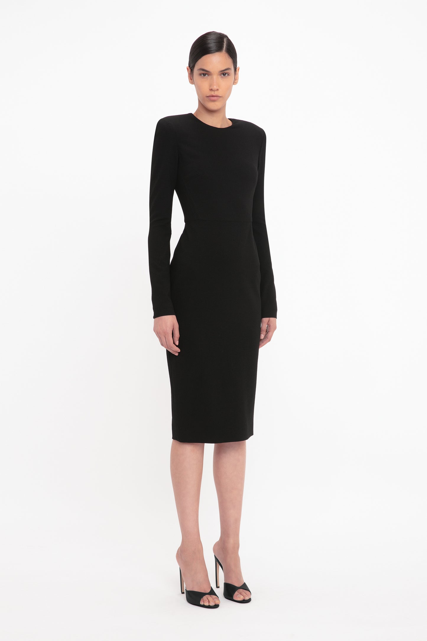 Long Sleeve T Shirt Fitted Dress In Black Victoria Beckham Inc