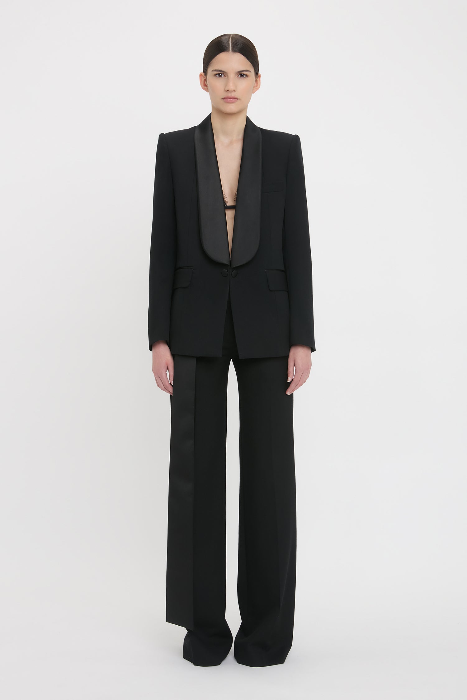 Shawl Collar Tux Jacket In Black – Victoria Beckham Inc