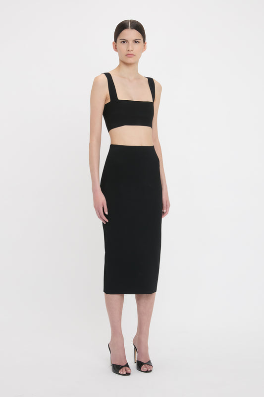 VB Body Fitted Midi Skirt In Black