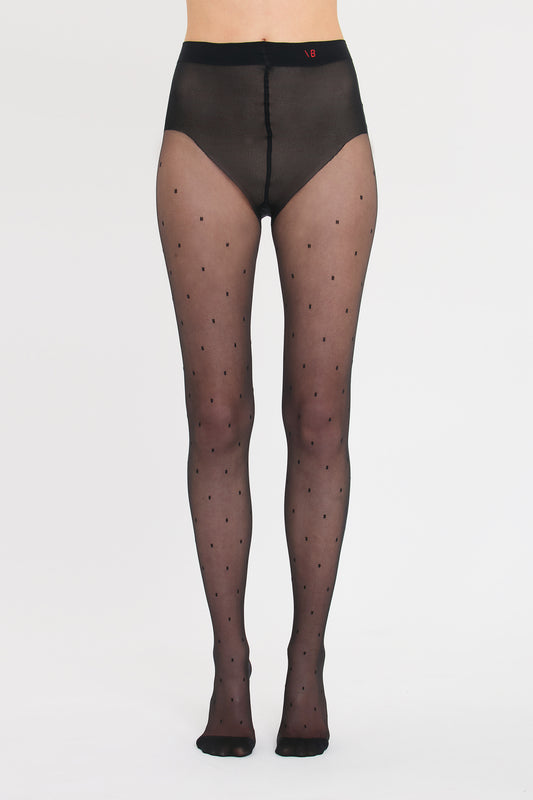 Rectangle Polka Dot Tights In Black