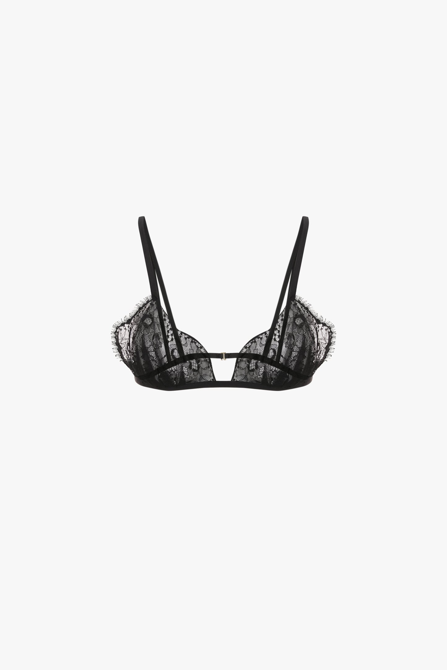 Pleat Detail Lace Bra In Black