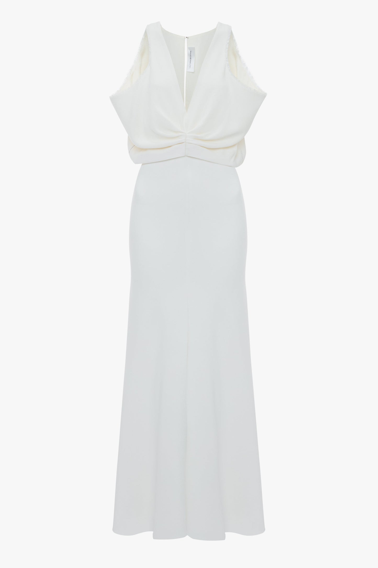 Draped Armhole Detail V-Neck Gown In Ivory