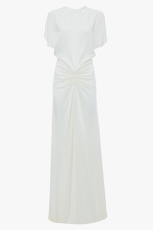 Gathered Waist Floor-Length Dress In Ivory