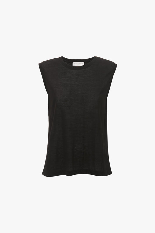 Cotton Crepe Tank In Black